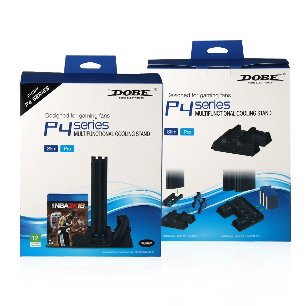 DOBE PS4/SLIM/PRO многофункциональная охлаждающая база PS4 вентилятор охлаждения + держатель для дисков + двойная зарядка
