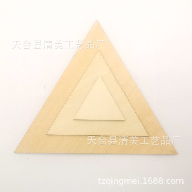 30-160mm versión de tilo de madera triángulo de madera hoja de madera decoración triángulo hoja de madera colgante de artesanía