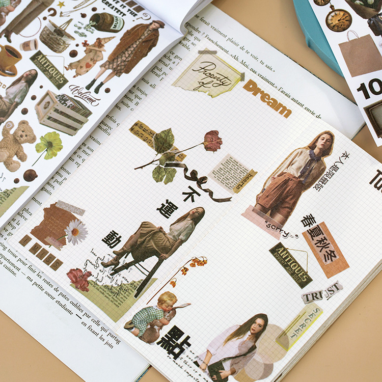 Yuxian diario cerrado dedo del pie pegatina serie fresco retro DIY material pegatinas 50 unidades en 4 tipos