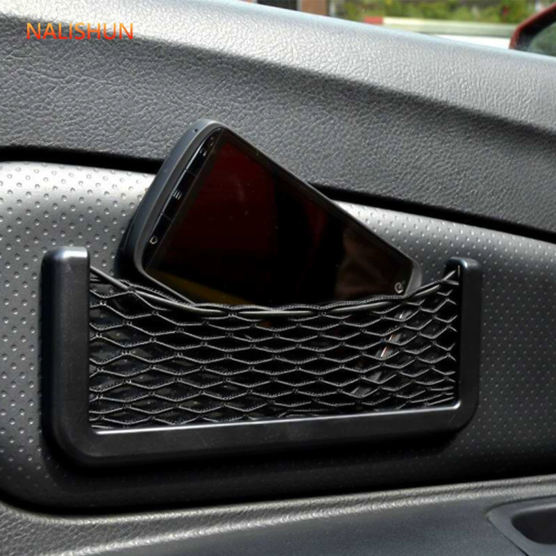 Автомобильная Сетчатая Сумка для хранения Автомобильная сумка для мобильного телефона Сумка для хранения Клейкая сумка для хранения автомобиля Ящик для хранения