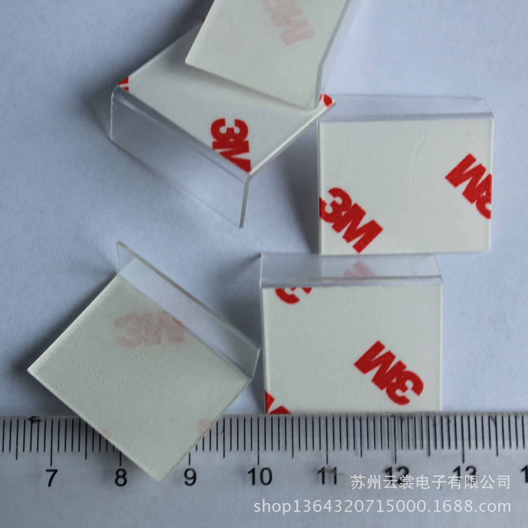 苏州模切PC折弯26*30*0.7冲型3M9888T双面胶带 局部背胶精密成型