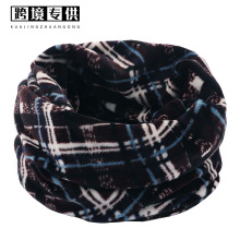 秋冬季印花保暖短毛绒脖套欧美男女单圈双层针织围脖套头加厚保暖