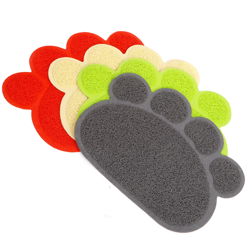PVC impresión de la pata del animal doméstico resistente a las manchas mantel doble capa antideslizante gato jaula estera perro gato pie estera suministros para mascotas al por mayor