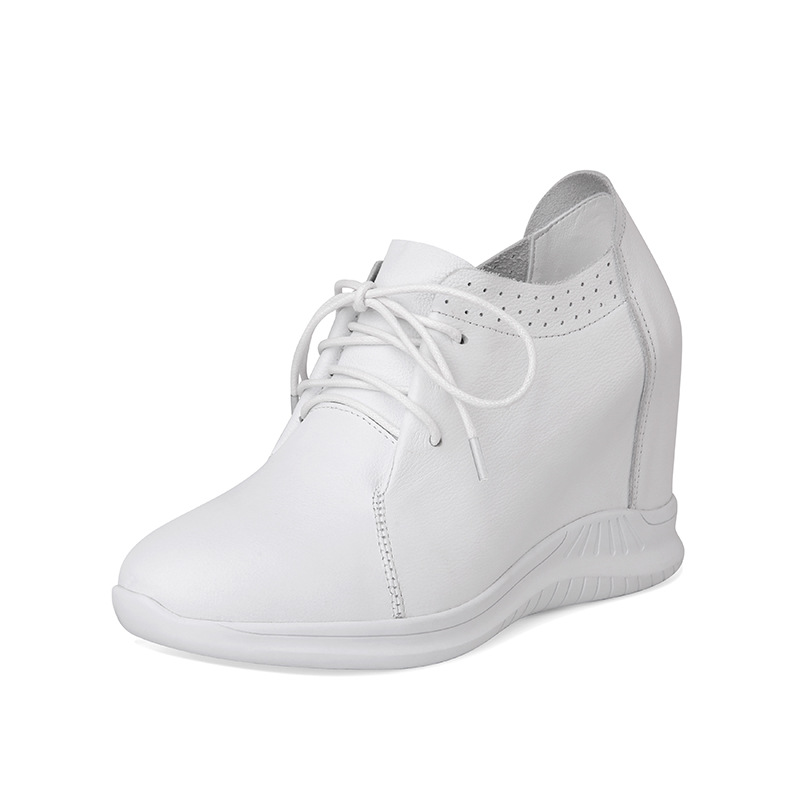 Giày sneaker nữ tăng chiều cao đế dày phong cách đơn giản thoải mái — màu đen
