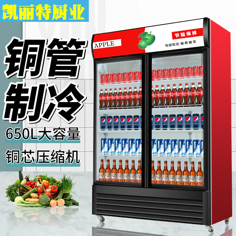 饮料展示柜啤酒柜商用冷藏冰柜双开门冷饮柜单门冷藏立式保鲜柜