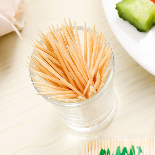 200 pcs/pack Yuan Store Double-headed Moso Bamboo Thin Toothpicks Fruit Picks Hotel Household Disposable Toothpicks