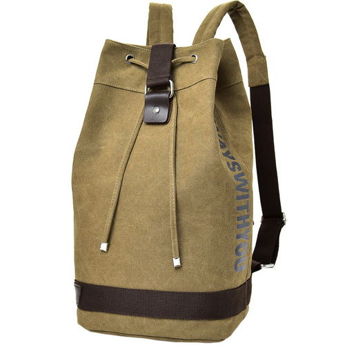 Fashionable canvas sports backpack, barrel bag, travel computer backpack, men's bag, casual travel school bag, unisex