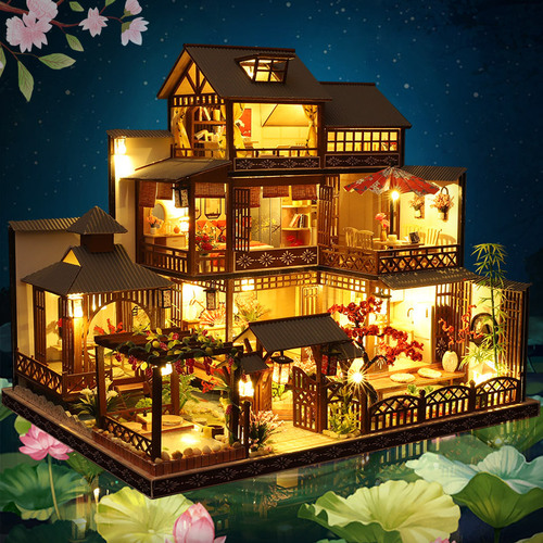 Great P006 Yaquan no Te DIY log cabin Japanese ancient style building model hand assembly large villa