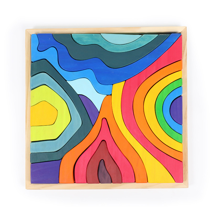 Los niños de madera pirámide escalera grande Arco Iris bloques Jenga educación temprana color cognición haya juguetes educativos