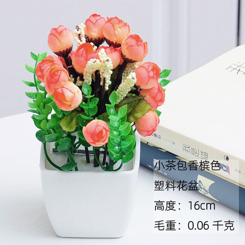Flor artificial traje sala de estar mini decoración del hogar plástico floral mesa de café mesa de comedor pequeño bonsai maceta