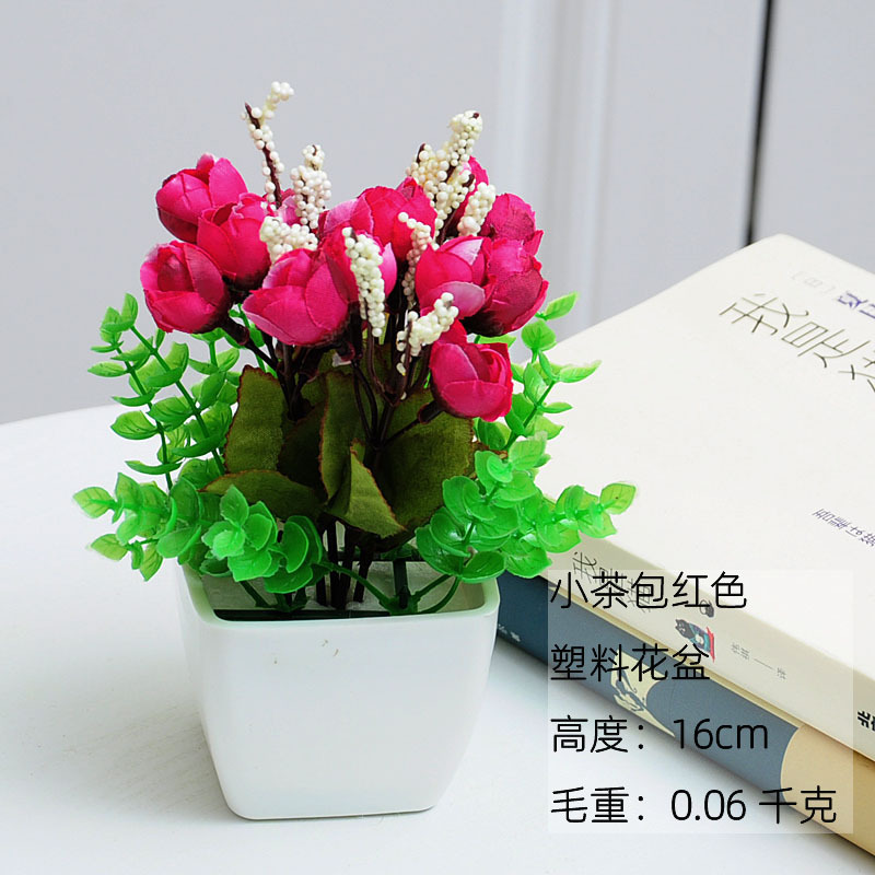 Flor artificial traje sala de estar mini decoración del hogar plástico floral mesa de café mesa de comedor pequeño bonsai maceta