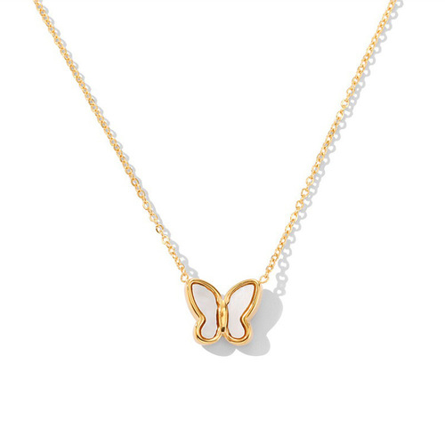 Internet celebrity light luxury ins butterfly necklace women's clavicle chain non-fading 18K gold necklace wholesale