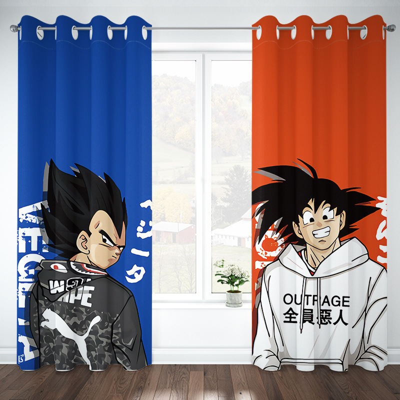 Cartoon Animation Dragon Ball Fashion Brand Printed Full Shading Curtain Bedroom Living Room Bay Window Heat Insulation Sunshade Cloth