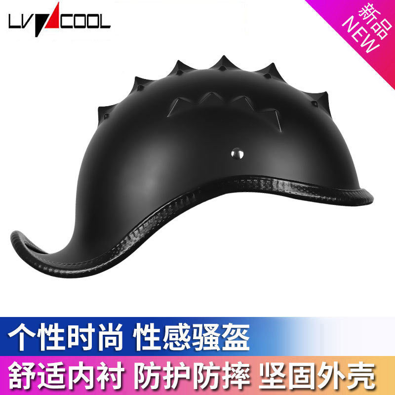 Motocicleta batería coche casco hombres y mujeres Harley Scoop casco medio casco retro motocicleta casco eléctrico coche personalidad portátil