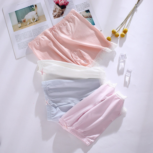 Summer girls' thin, comfortable and breathable leggings for developing students, boxer modal cotton lace children's underwear