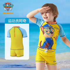 Children's one-piece swimsuit short-sleeved shorts swimwear 2-piece set Woof Woof Team brand swimwear large pattern cartoon cute