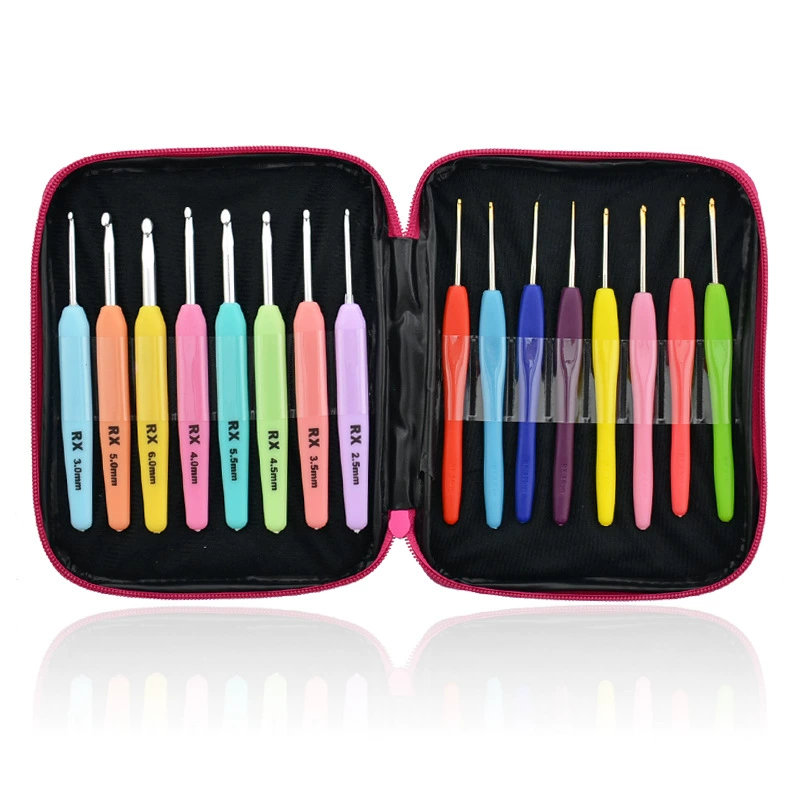 16 шт. PU упаковка мягкая пластиковая ручка глинозем вязание крючком комбинированный костюм вязание крючком тонкие и грубые инструменты для вязания