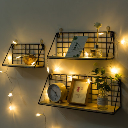 Directo de fábrica de almacenamiento de hierro rack de almacenamiento de archivos de cosméticos dormitorio cocina de noche ponche libre cesta colgante de pared