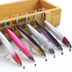 Factory wholesale: First-generation GF sinking pencil lure with built-in lead weight, blood groove hook, and ABS material—ideal for long-distance casting and topwater fishing.