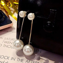 韩国S925银针大小珍珠长款耳环一款二戴流苏耳坠女气质网红耳饰品