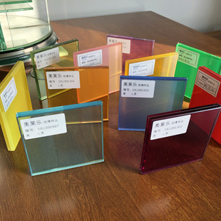 Colored Clip Glue Glass Orange Green Blue Red Sandwich Glass Engineering Processing Guangzhou