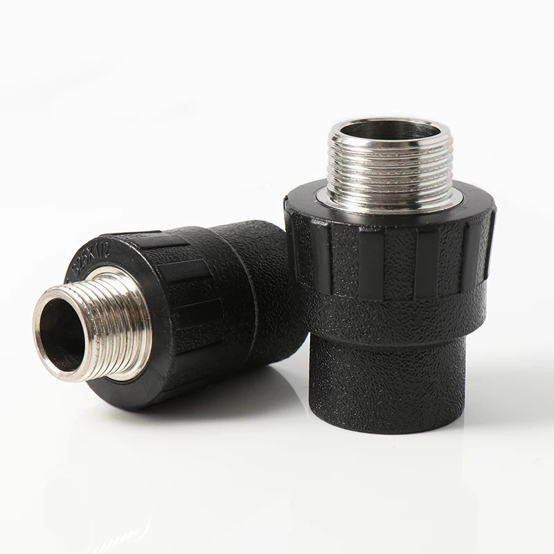 厂家批发PE热熔管件外丝直接管材PE承插式带丝自来水管配件给水管