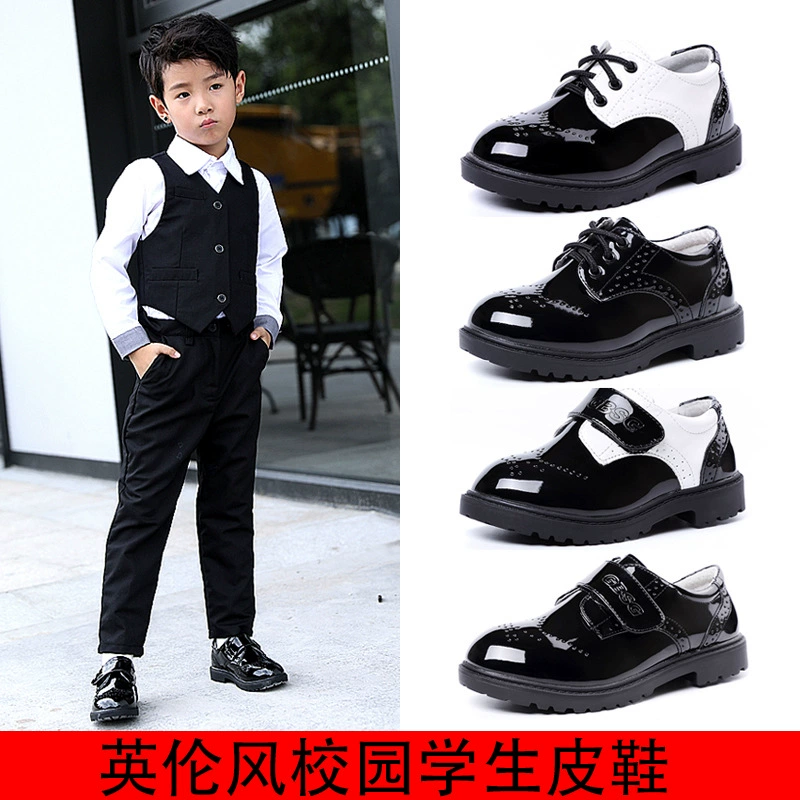 Кожаные туфли для мальчиков, детские кожаные туфли для кампуса, школьная обувь, черные туфли для мальчиков, обувь для выступлений для учащихся начальной и средней школы