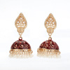 Fashionable ethnic earrings, small bell from pearl, jewelry, 2022 collection, India, ethnic style, wholesale