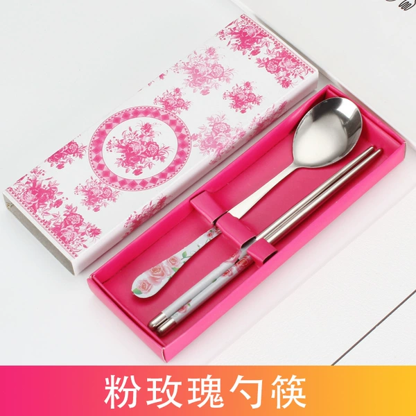 Pink rose spoon chopstick
