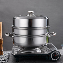 不鏽鋼蒸鍋新款直角湯蒸鍋雙層家用禮品湯鍋蒸煮多用可制LOGO