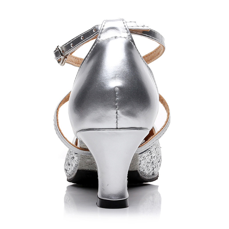 Zapatos de baile modernos de Punta cerrada con lentejuelas para adultos de mujer zapatos de baile de fondo suave de tacón medio zapatos de baile cuadrados de mujer zapatos de baile de mujer