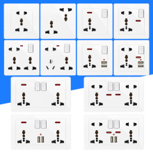 国际86型暗装墙壁开关港版英式5五孔二三插孔USB英标插座面板13a