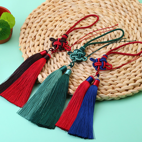 Chinese knot tassel double color matching double tassel tassel vertical smooth hanging DIY car pendant accessories manufacturer