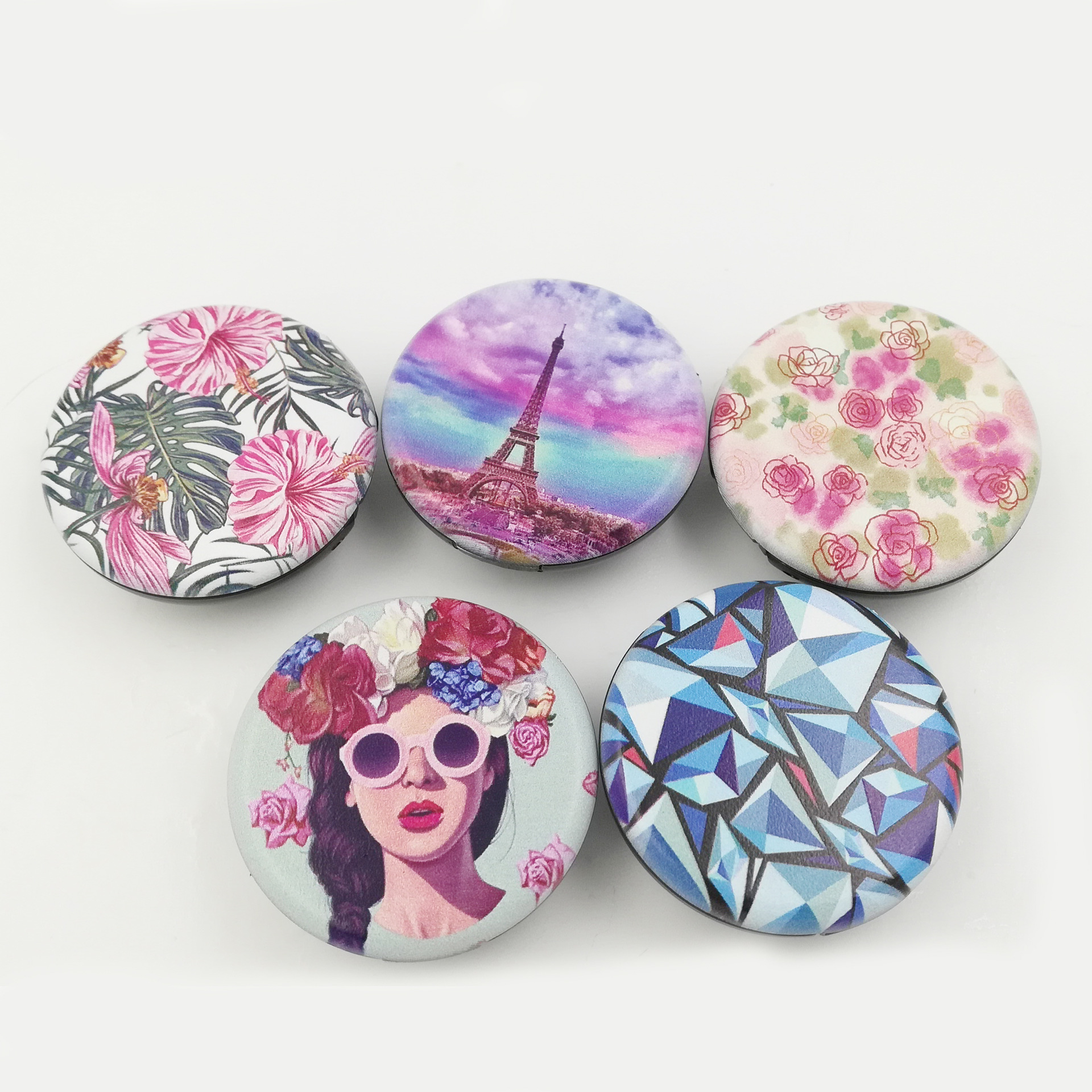 Removable Mirror Airbag Mobile Phone Holder Portable Lip Balm Hand Cream Creative Print New Stretch