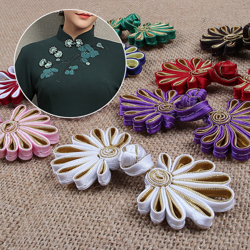 Cheongsam chrysanthemum plate buckle Tang suit Hanfu dress decoration handmade cloth buckle gift box packaging buckle ethnic style Chinese flower buckle