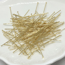 保色14k包金T字针平底针0.6mm线粗 diy手工串珠材料饰品针平头针