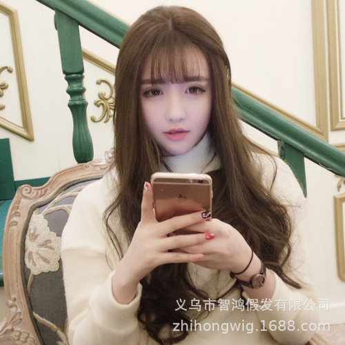Factory Wholesale New Trendy False Hair for Women, Long Straight Wavy Hair, Korean Style Air Bangs