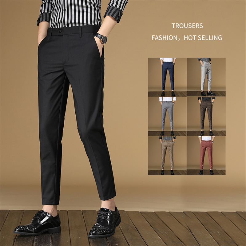 Men's Non-ironing Suit Pants Men's Foreign Trade Pants Spring and Summer Dropping Suit Pants Business Slim-fit Nine-point Youth Casual Pants Men Men's Non-ironing Suit Pants Men's Foreign Trade Pants Spring and Summer Dropping Suit Pants Business Slim-fit Nine-point Youth Casual Pants Men