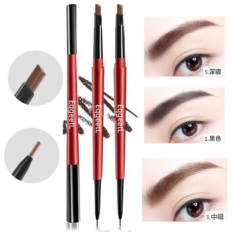 Douyin with double eyebrow pencil dual-purpose automatic rotating eyebrow pencil natural thin head thick head dual-purpose eyebrow pencil makeup students