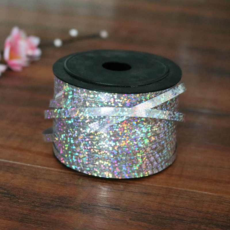 Boda boda decoración colorida cinta atado globo cuerda 100 yardas * 0,5 cm láser cinta