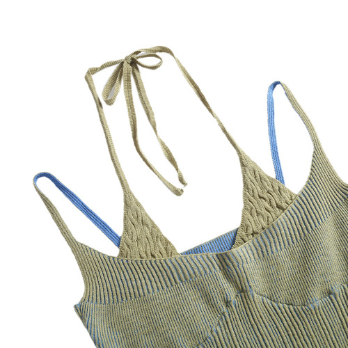 New 2020 Summer Designers' Matcha Green Contrast Double Knit Tank Top