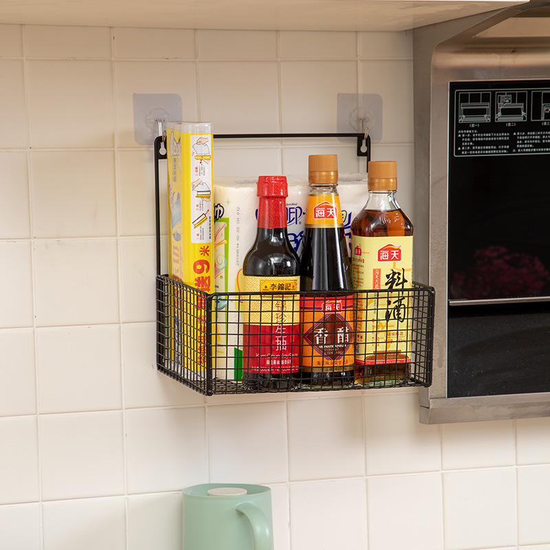 Estante de almacenamiento de pared directo de fábrica baño artículos de tocador sin ponche cocina condimento estante de almacenamiento de hierro multifuncional image 8