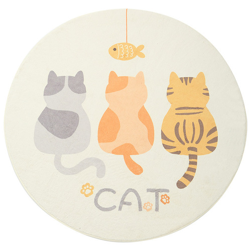 Cartoon creative round lambswool carpet Nordic ins style living room bedroom coffee table mat home bedside round floor mat