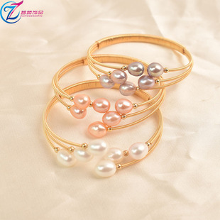 Natural Pearl Opening Bracelet Female Students Korean Style Simple Temperament 18K Gold Wrap Winding Craft Making Gift