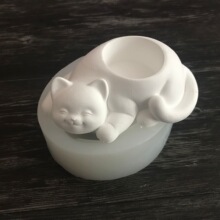 貓咪多肉花盆模具  裝飾模具 蠟燭硅膠模具