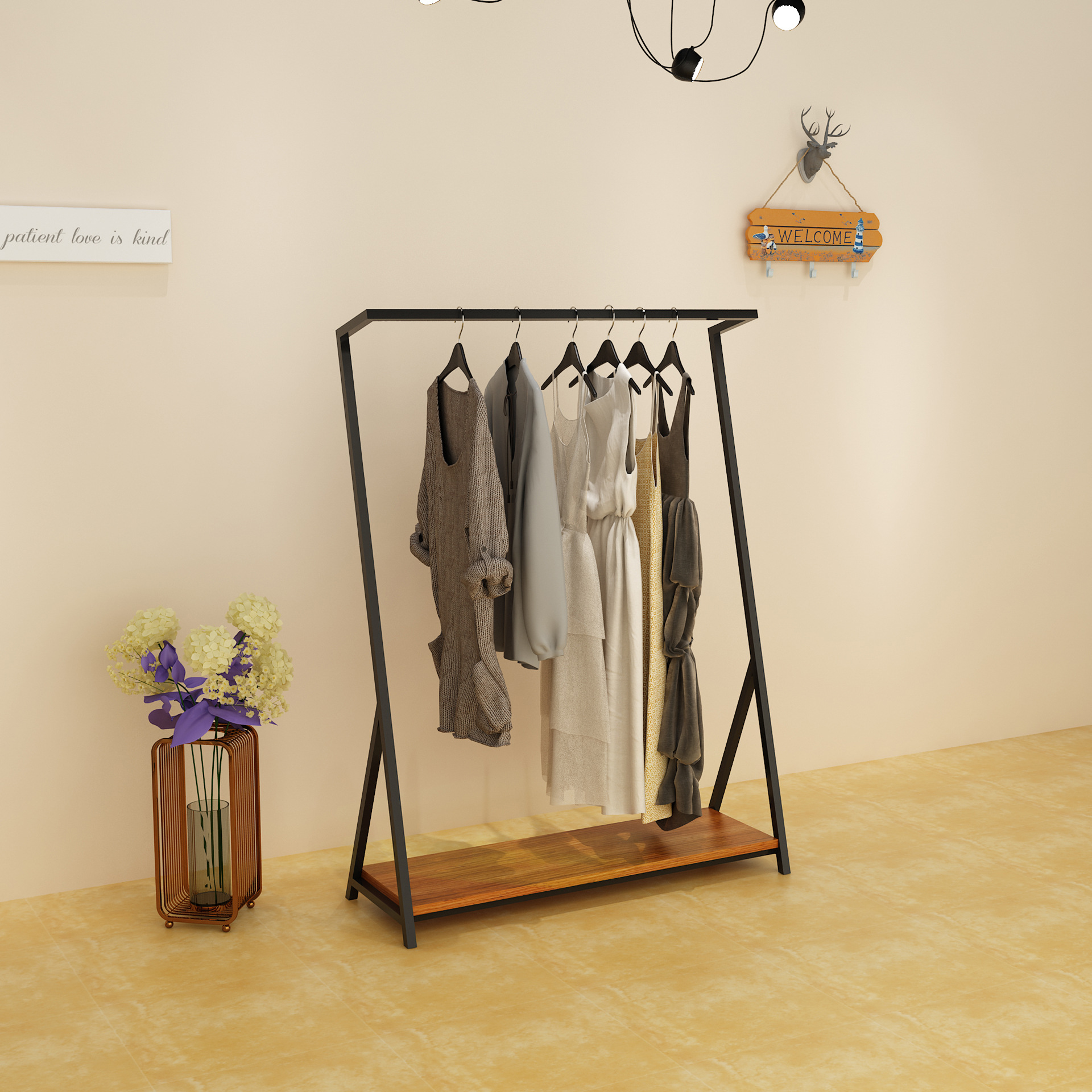 Tienda de ropa de mujer simple Zhongdao estante de exhibición para la venta de ropa tipo de piso estante de exhibición medio