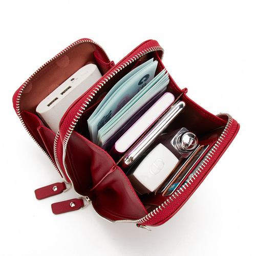 Fashion Double Zipper Phone Bag Shoulder Crossbody Lady Large Capacity Zero Wallet Vertical Zipper Coin Bag H189
