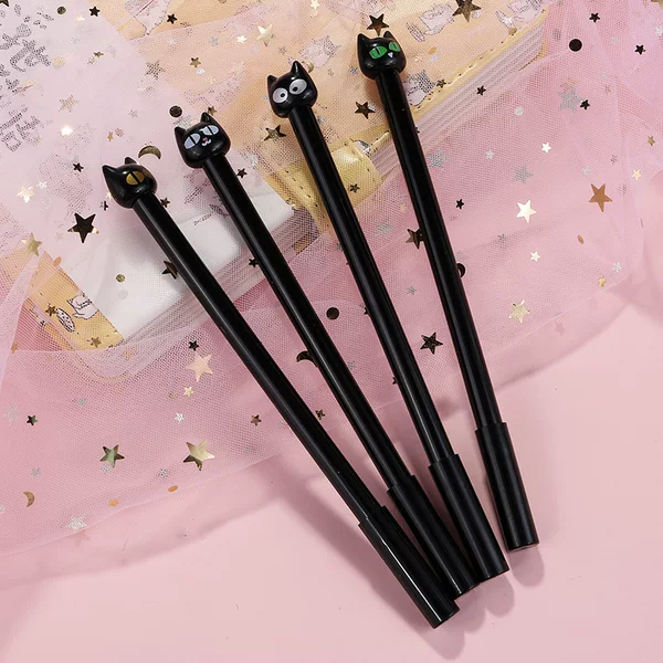 Expression Cat Signature Pen Big-Eyed Black Cat Doll Gel Pen 0.5mm Black Gel Pen Prizes Wholesale
