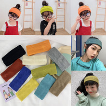 亲子发带ins纯色毛线潮宝宝网红宽边针织头带韩国秋冬运动D头带新