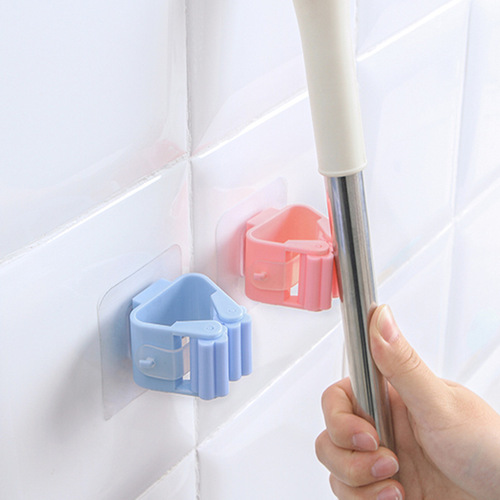 Multifunctional storage mop hook bathroom bathroom wall-mounted broom hanger mop clip nail-free traceless mop rack